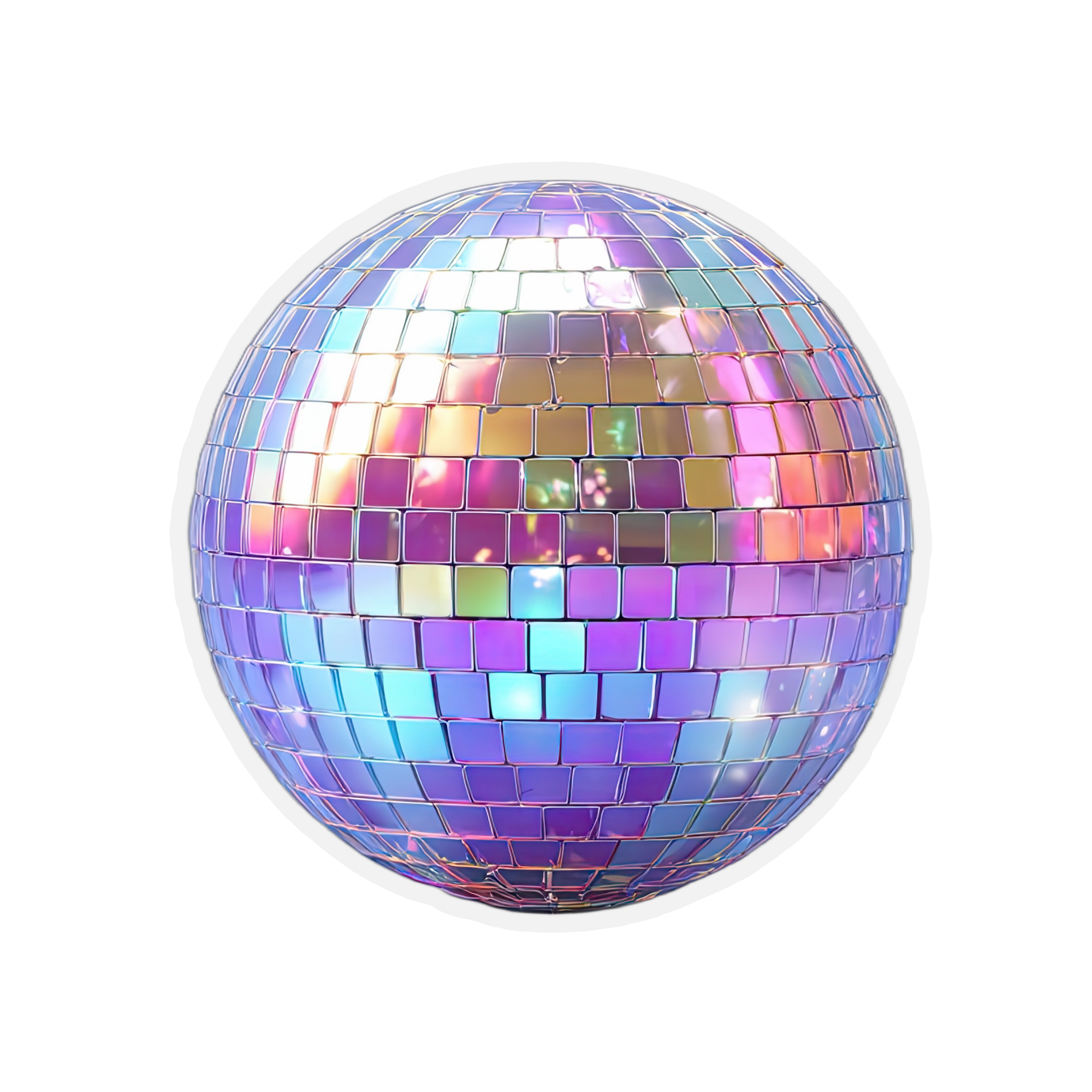 Multicolored disco ball on a white background